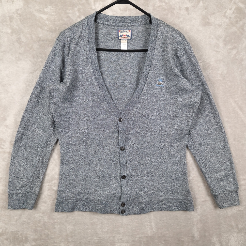 Diesel Cardigan Men's Size M Gray Cotton V Neck Knit Smart Casual Lightweight